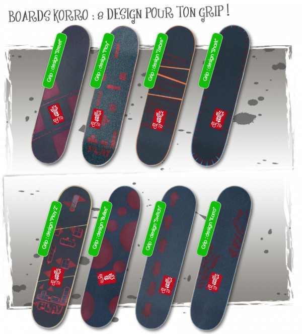 Boards avec grip design Korro skateboards