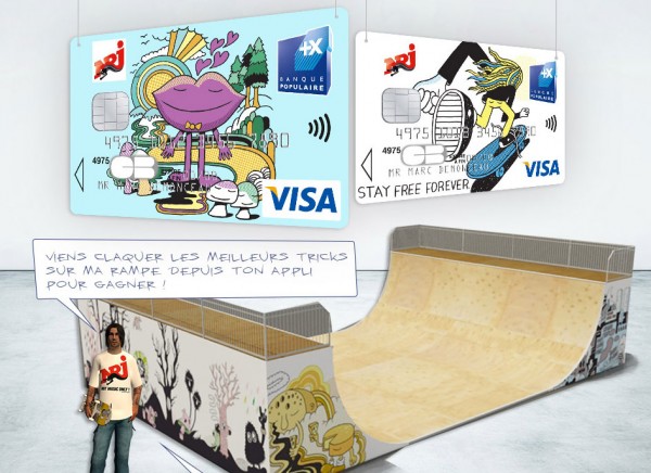 cartes bancaires skate relooke par Jeremyville