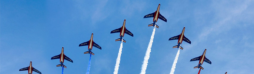 Abcskate vous accompagne pour les feux d’artifice du 14 Juillet La patrouille aérienne de France du 14 juillet en vol