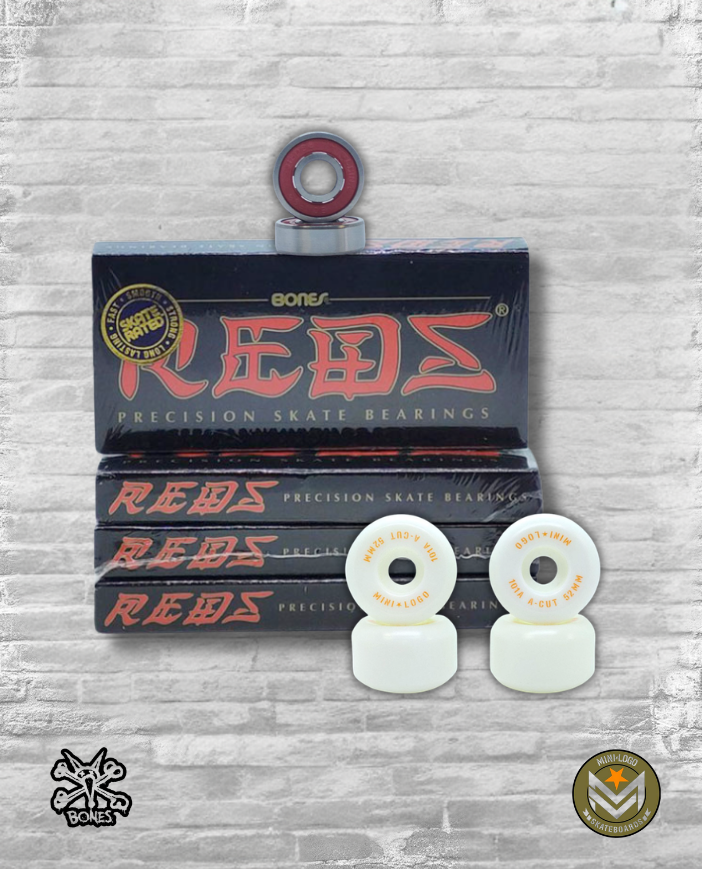 Pack roues mini logo + roulements bones red