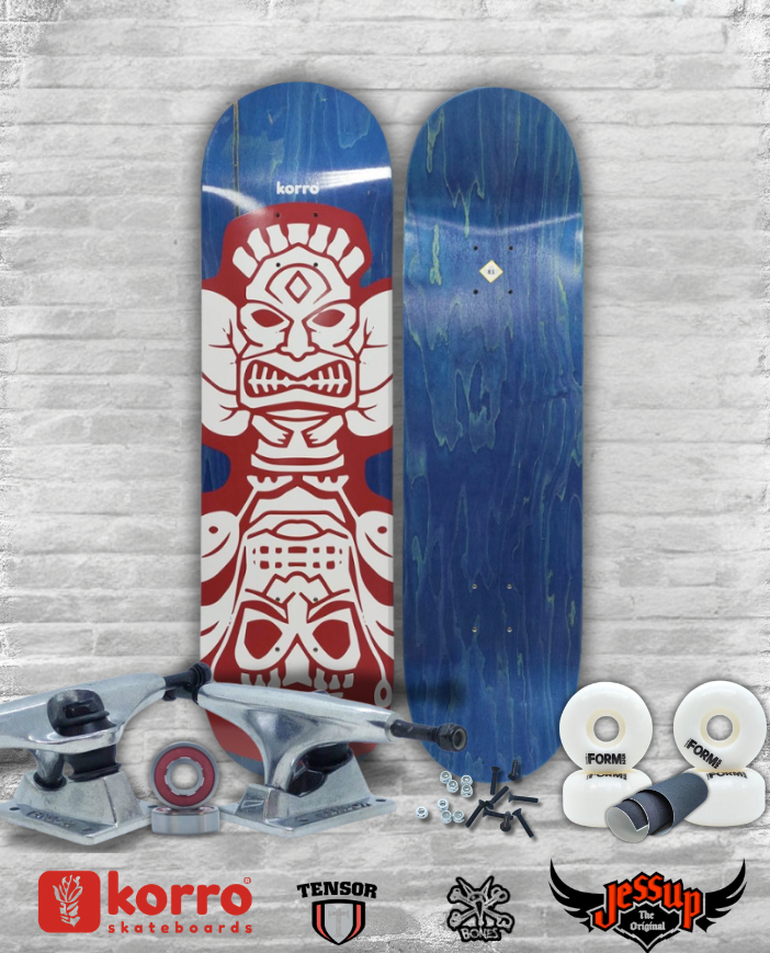 Pack Skateboard Street complet Board 8.5″ bleue « Gongo Maya » Korro Skateboards