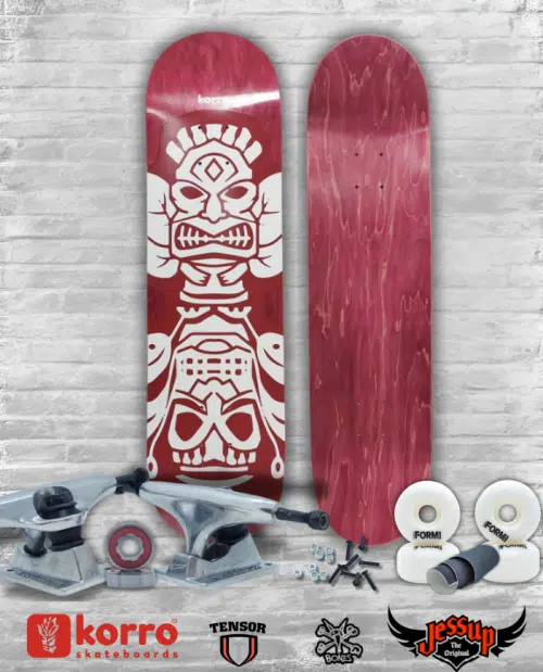 Pack Skateboard Street complet Board 8.25″ rouge « Gongo Maya » Korro Skateboards
