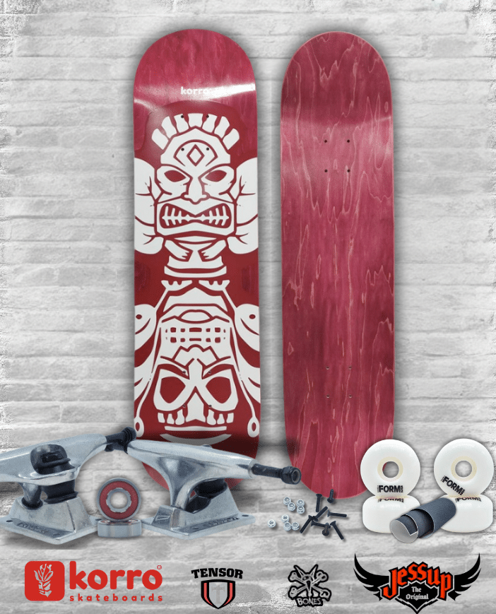 Pack Skateboard Street complet Board 8.25″ rouge « Gongo Maya » Korro Skateboards
